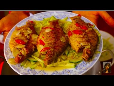 How To Make Fried Fishes With Sweet And Sour Sauce, Cambodian Family Healthy Food