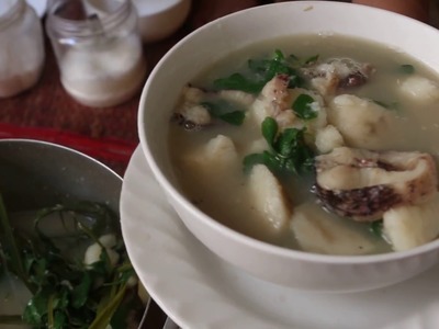How To Make Khmer Food At Home, Fish Soup With Khmer Potato And Green Leave