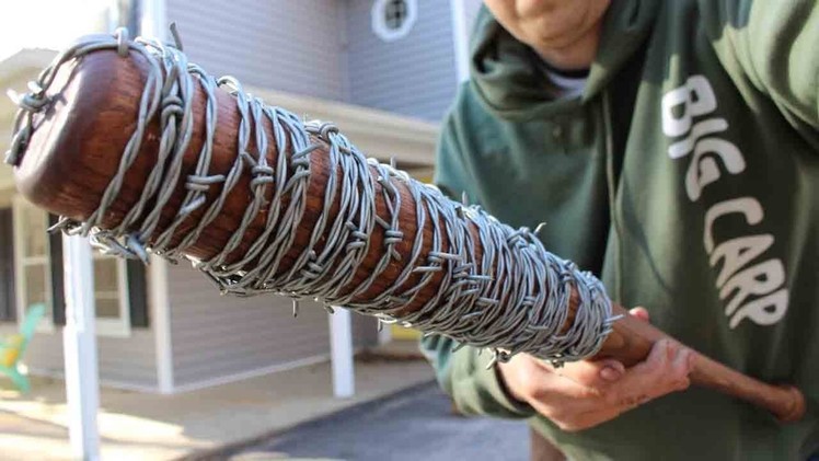 How to make Lucile - Negan's bat from The Walking Dead. Bat wrapped in bared wire.