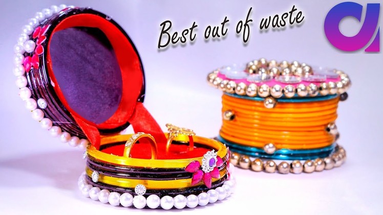 How to make  ring storage boxes from old waste bangles | Best out of waste | DIY | Artkala 204