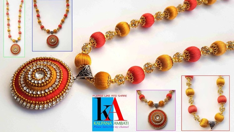 How to make silk thread pendent at home in 8 minutes !! Silk thread Designer Bridal Necklace