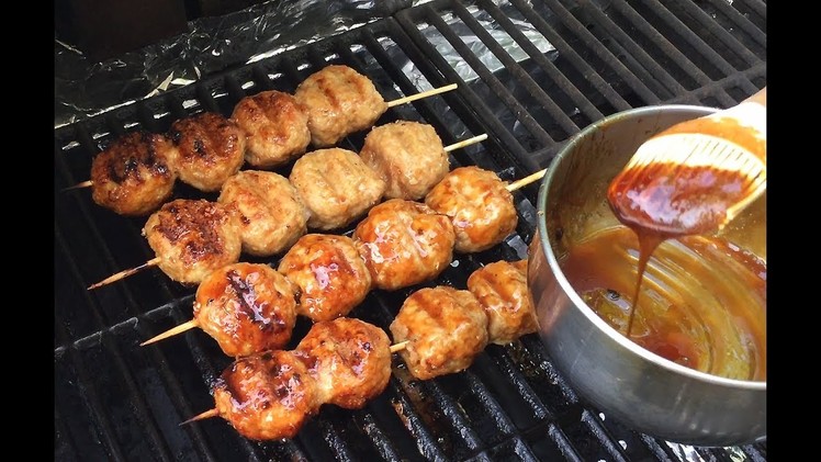 How To Make Tsukune Chicken Meatballs-Teriyaki Glaze Sauce-Japanese Food Recipes-Outdoor Cooking