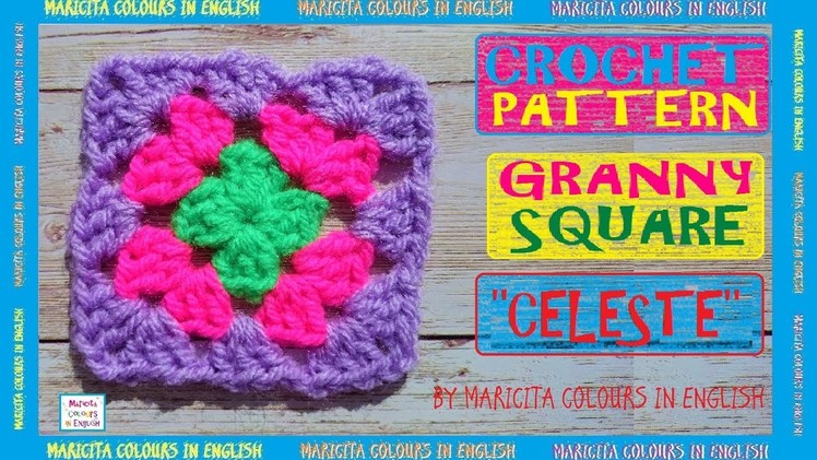 Granny Square "Celeste" Crochet Pattern by Maricita