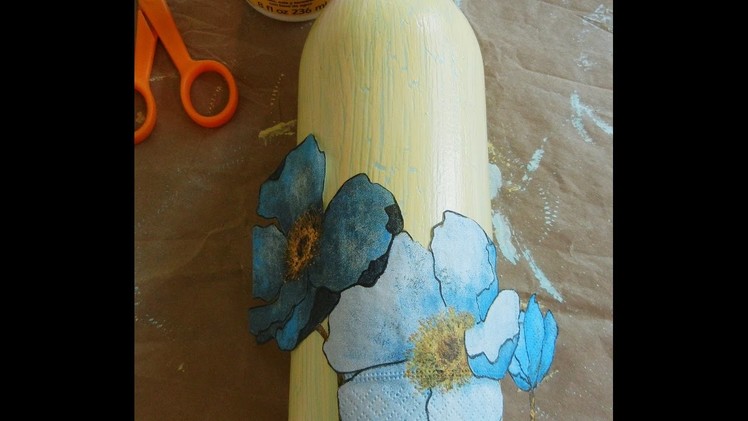 How to Decoupage a Bottle Making it into a Gift-- #1
