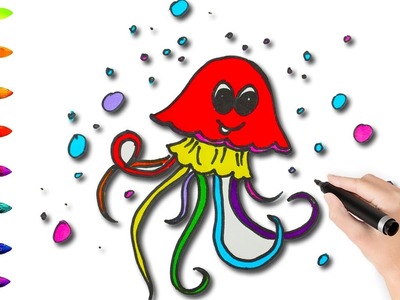 How To Draw Jellyfish Coloring Pages l Coloring Book Videos For Children