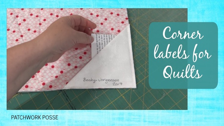 How to make a corner label on the back of quilt
