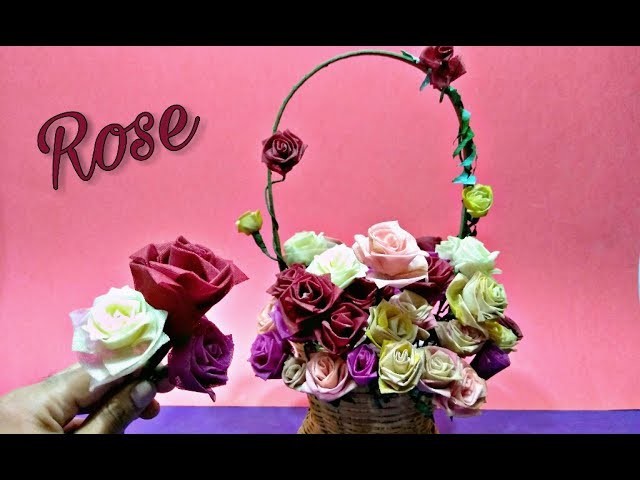 How to make Beautiful organdy cloth using rose origami easy.paper rose.craft cloth flowers roses diy
