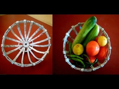 How to make newspaper basket (vegetable tokari ). best out of waste ( UNIQUE ).KIDS CRAFT FOR SUMMER
