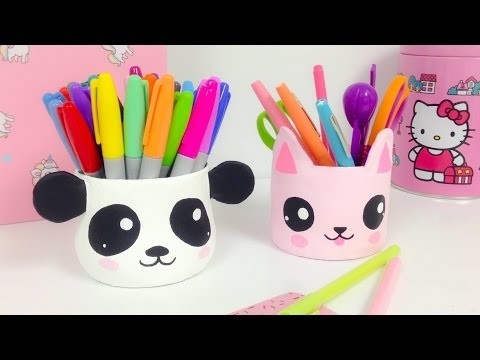 KAWAII ORGANIZER\ROOM DECOR (How to make a panda and a cat)EASY CRAFTS