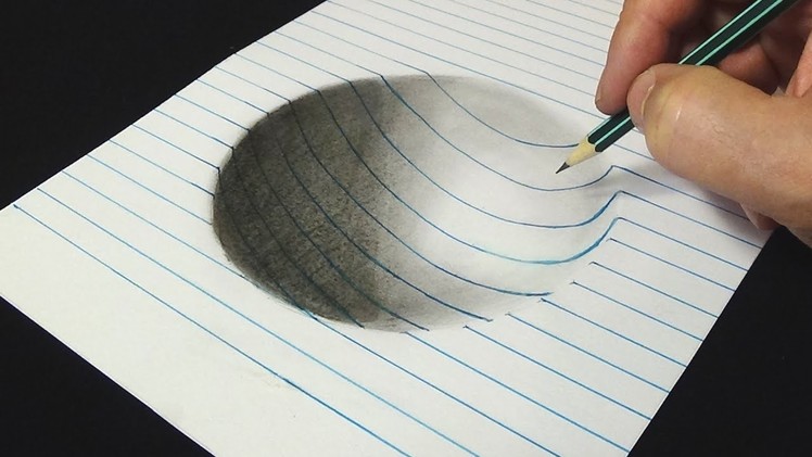 3D Drawing for Kids & Adults - How to Draw Concave surface with pencil - Art on Line Paper