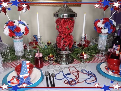 DIY Dollar Tree Fourth of July Centerpiece and Tablescape