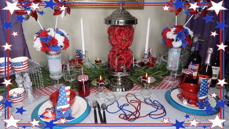 DIY Dollar Tree Fourth of July Centerpiece and Tablescape