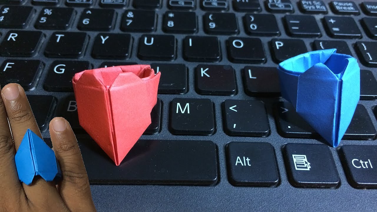 [ DIY ] - How To Make Easy Paper Love.Heart Ring ( Origami Love Ring ).