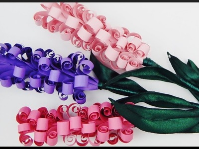DIY | Papier Blumen mit Stoffband | 3d  Quilling paper flowers with ribbon | decoration