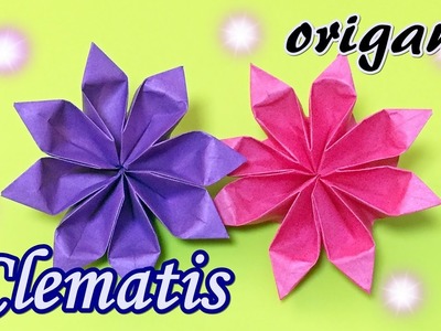 Easy but Beautiful Origami Clematis | How to Make Paper Flower Clematis with Only One Piece of Paper