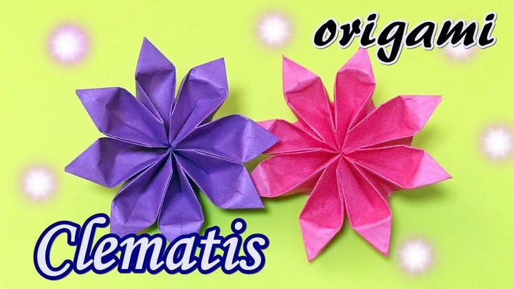 Easy but Beautiful Origami Clematis | How to Make Paper Flower Clematis with Only One Piece of Paper