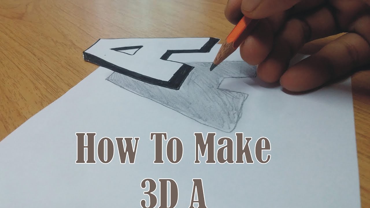 How To Draw 3D Floating Letter A Trick Art on Line Paper