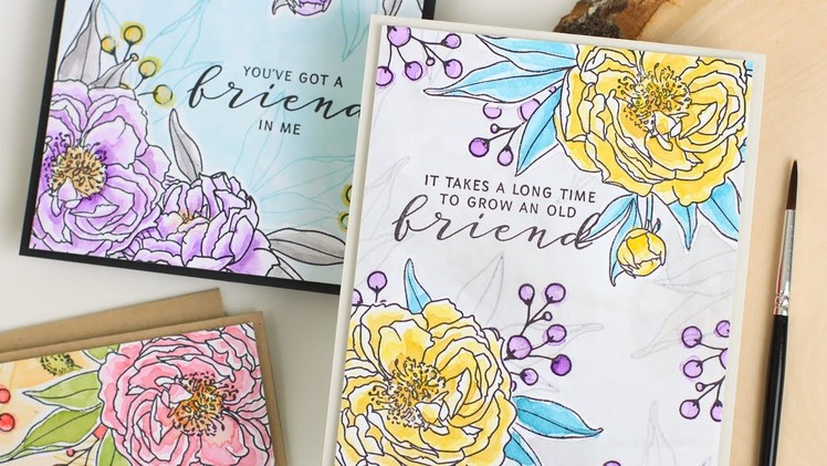 How To: EASY Watercolored Floral Vignette Cards with Dawn
