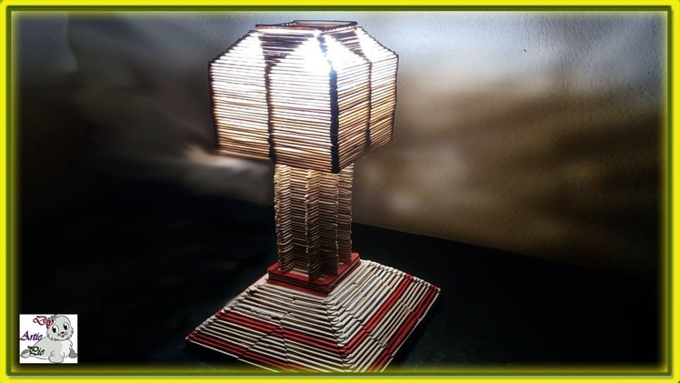 How to make a Popsicle Stick Table Lamp || Popsicle Stick Lamp Shade || Ice Cream Stick Lamp