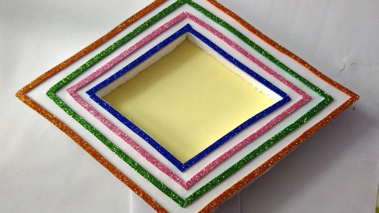 How to make hand made photo frame || simple and beautiful photo frame|| diamond shape photo frame