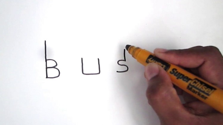 How to turn word BUS into a Cartoon | Step By Step Art | Drawing doodle art on paper