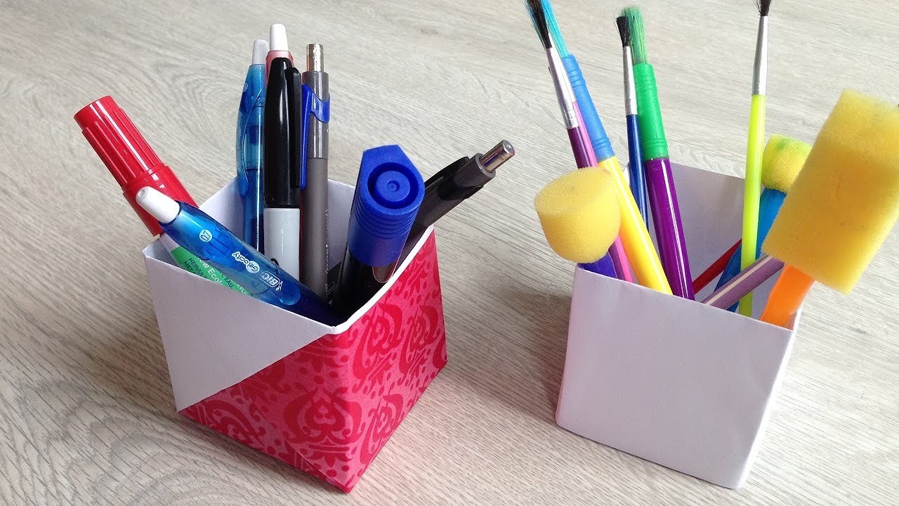 Origami pencil holder, paper pencil holder, origami, kids crafts
