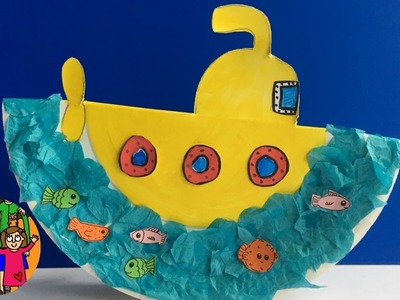 Rocking Paper Plate Submarine  - Summer DIYs Kids - Paper Plate Crafts