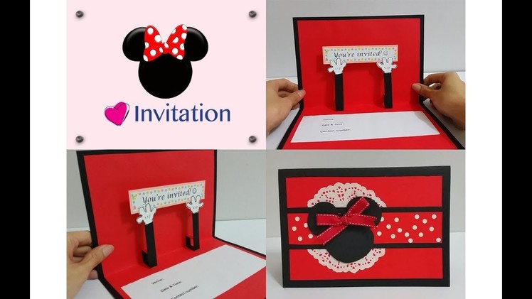 DIY#6: Kids Party Handmade Invitation Card Idea - Mickey.Minnie Themed