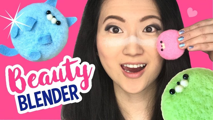 DIY Beauty Blender Using NEEDLEFELT?!! DIY Macaron Cat Make-Up Sponge :3