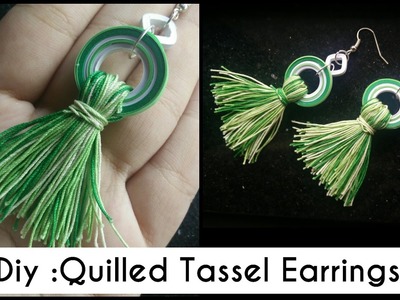 DIY TASSEL EARRINGS : GREEN QUILLING TASSEL EARRINGS!