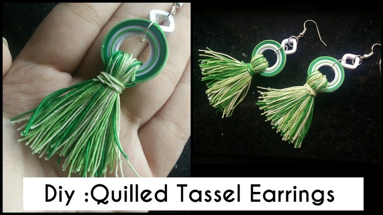 DIY TASSEL EARRINGS : GREEN QUILLING TASSEL EARRINGS!
