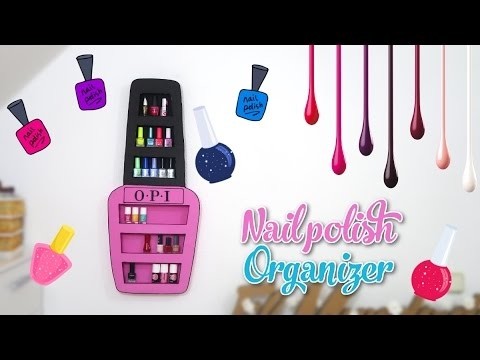 Nail polish organizer DIY - nail polish rack with cardboard box - decor crafts