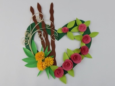 Decoration door wreath DIY papercraft quilling wall deco flowers grasses heart