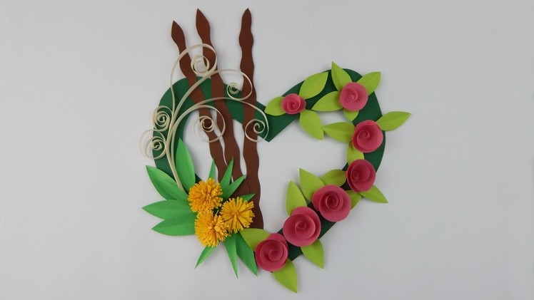 Decoration door wreath DIY papercraft quilling wall deco flowers grasses heart