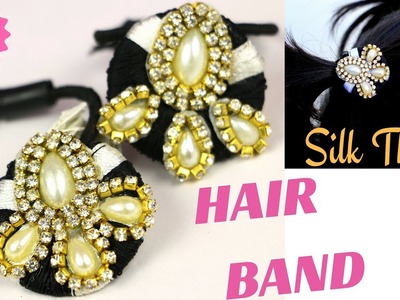 DIY Silk Thread Rubber Hair Band || Hair Accessories   DIYCrafts #14