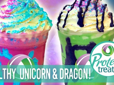 DIY Starbucks Copycat Unicorn & Dragon Frappuccino Made Healthy! Protein Treats by Nutracelle