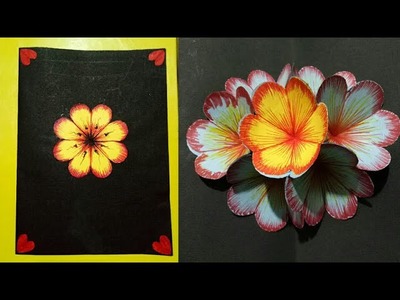 How to make DIY 3D flower POP UP card | Pop up Flower card Tutorial - Handmade