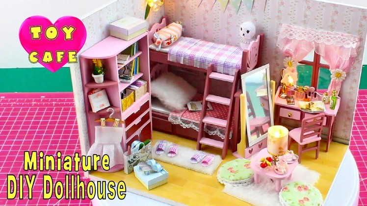 DIY Miniature Dollhouse Kit With Working Lights "Best Friends"