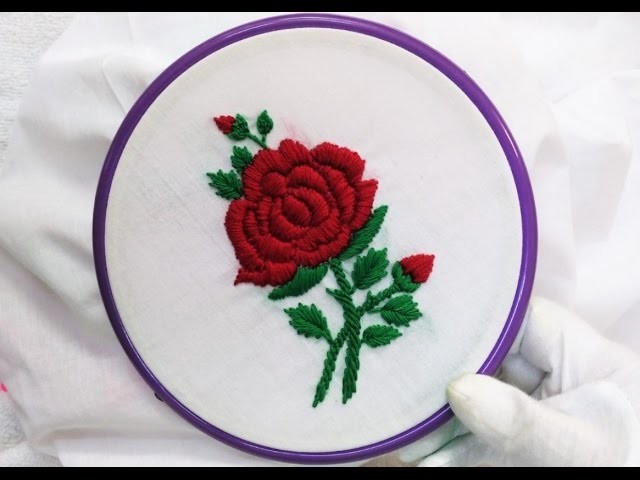 [Easy] Hand Embroidery - ???? Rose with Padded Satin Stitch