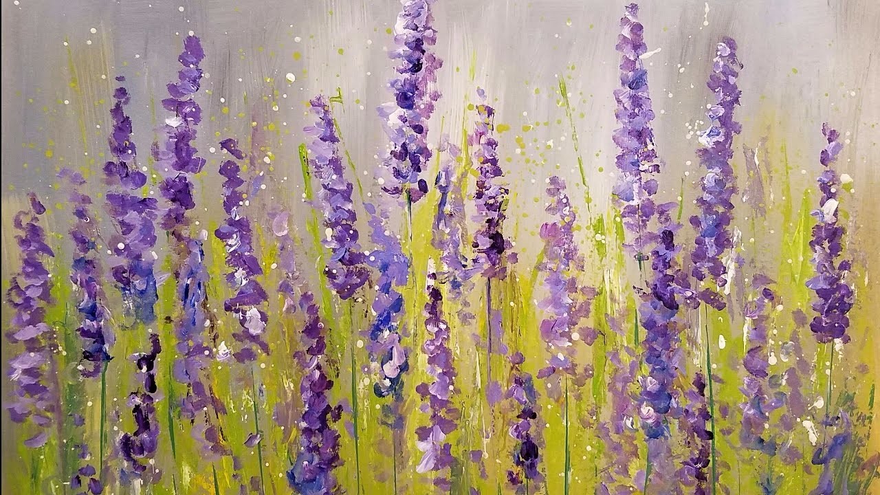 Easy Lavender Painting with Cotton Swabs, Acrylic Tutorial Step by Step