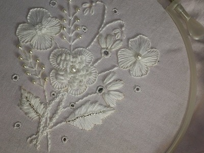 Embroidery designs. White embroidery work. embroidery stitches tutorial.
