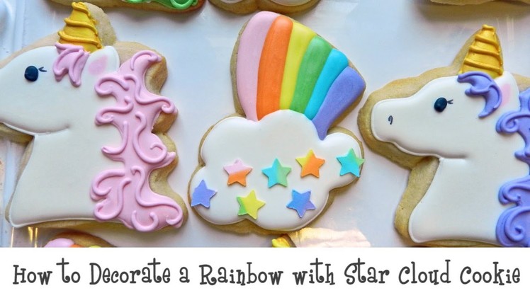 How to Decorate a Rainbow with Star Cloud Cookie