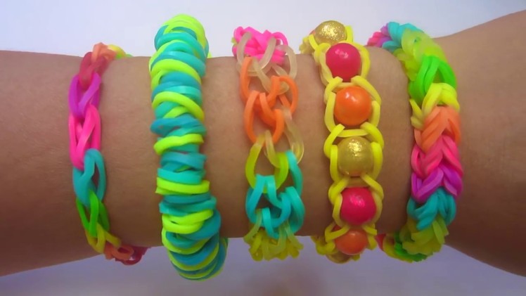 How to Make Loom Bands. 5 Easy Rainbow Loom Bracelet Designs without a Loom - Rubber band