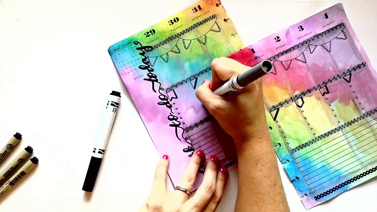 Plan With Me, Rainbow Watercolor with Bullet Journal Doodles, Happy Planner, June 2017