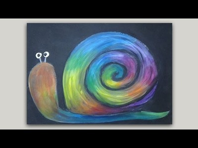 Rainbow Snail Acrylic Painting Glazing a Black and White Painting