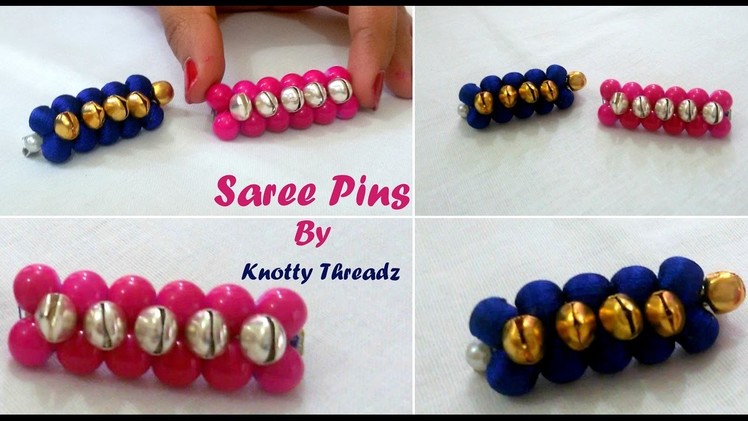 Silk Thread Jewelry | Making of Simple Saree Pins Using Silk Thread Beads & Glass Beads | DIY