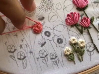 Stem Stitch Flower Rose Tutorial