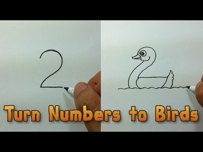Very Easy ! How to turn Numbers 1-5 into the cartoon birds  step by step - art game on paper for kid