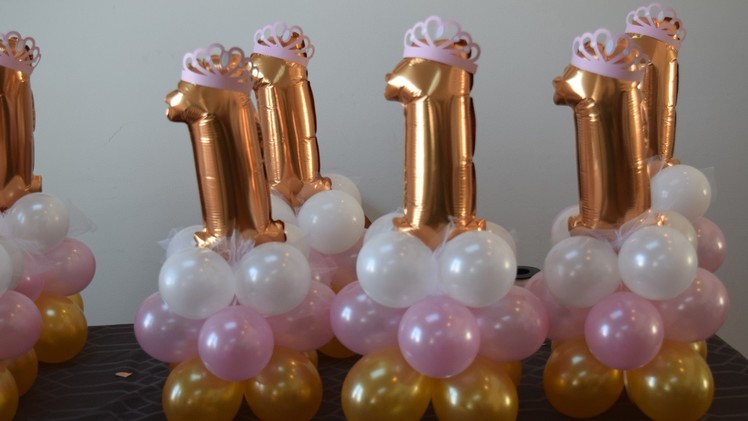 1st birthday princess party balloon decoration centerpiece idea easy and simple 5 mins to make
