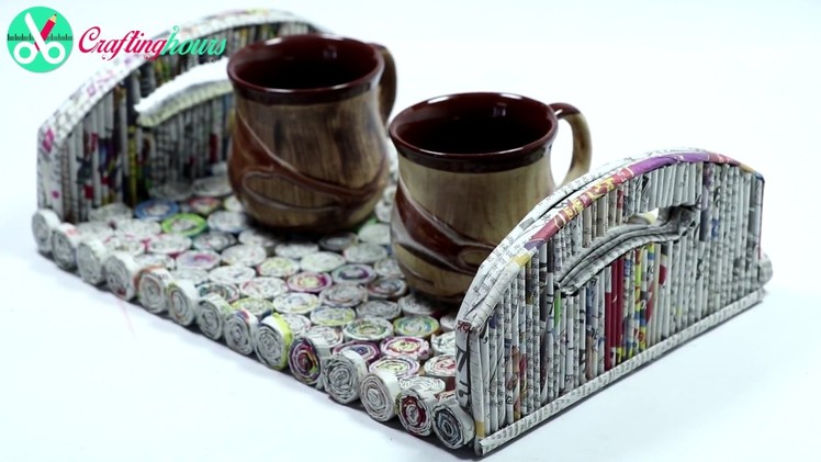 Best Out of Waste Ideas: How to Make Serving Tray with Newspaper & Cardboard | By CraftingHours